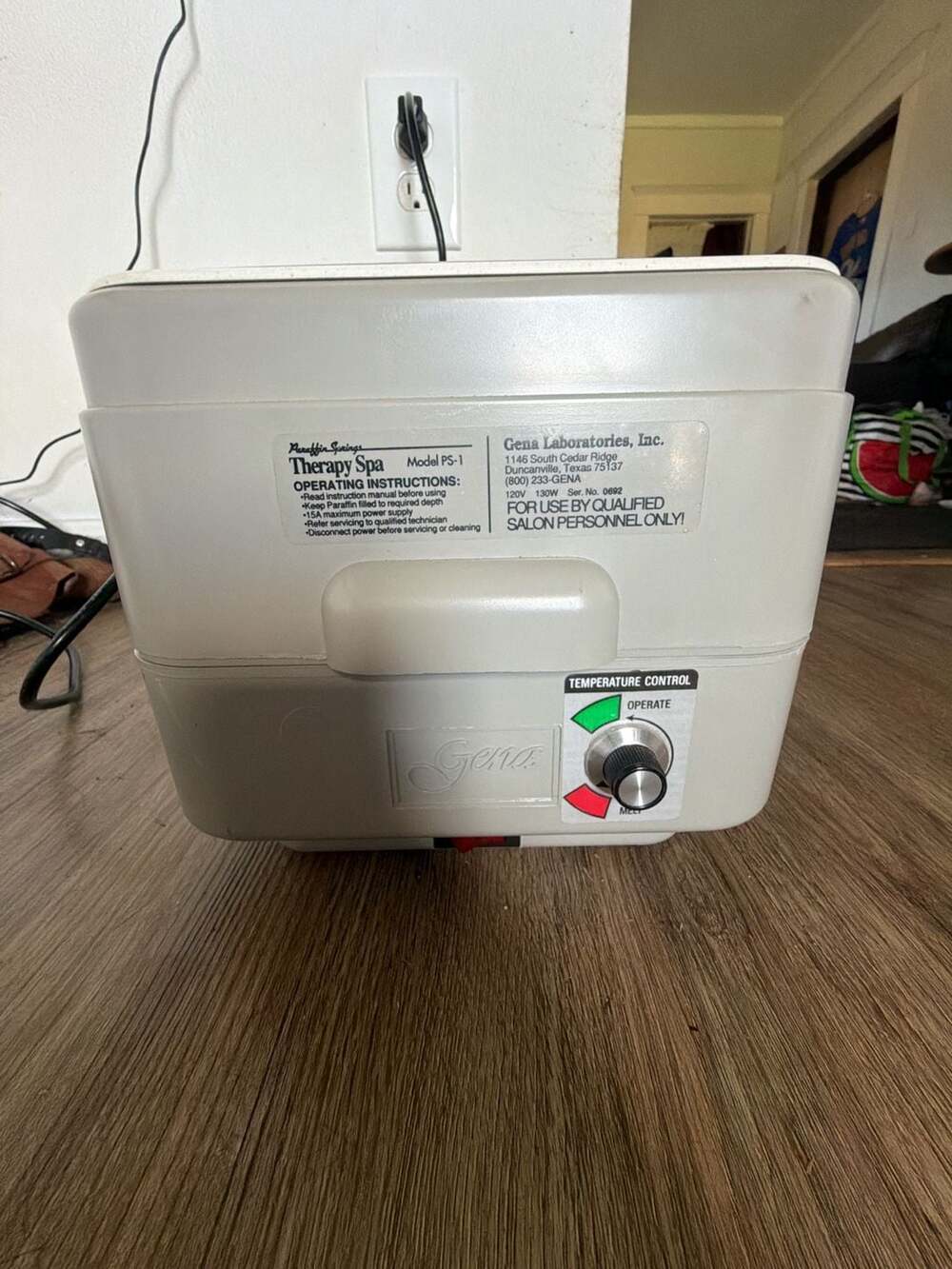 Gena Laboratories Therapy Spa Model PS-1 Paraffin Wax Machine